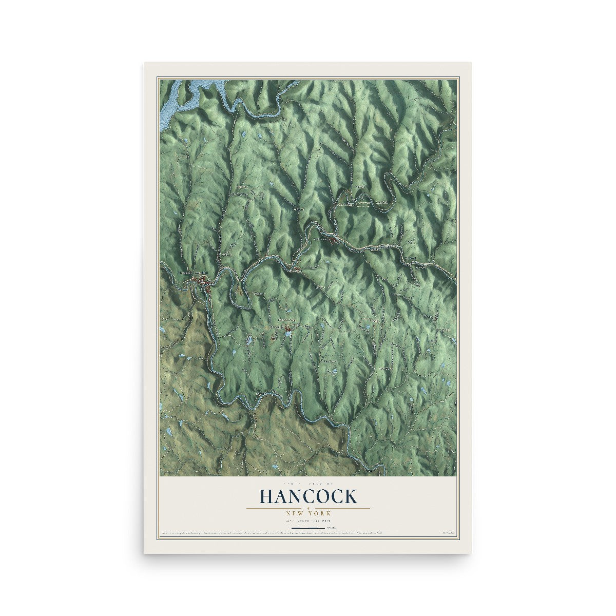 Hancock, New York map print, 12" x 18" Archival Matte Print mockup