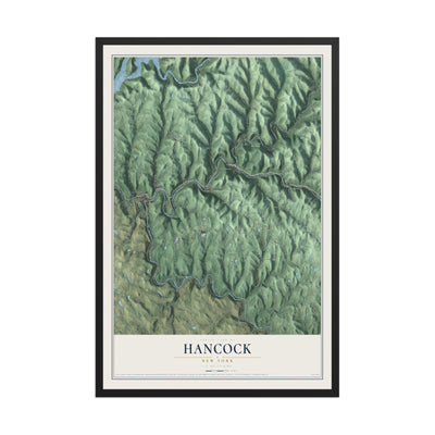 Hancock, New York map print, 12" x 18" W/ Black Ayous Wood Frame mockup