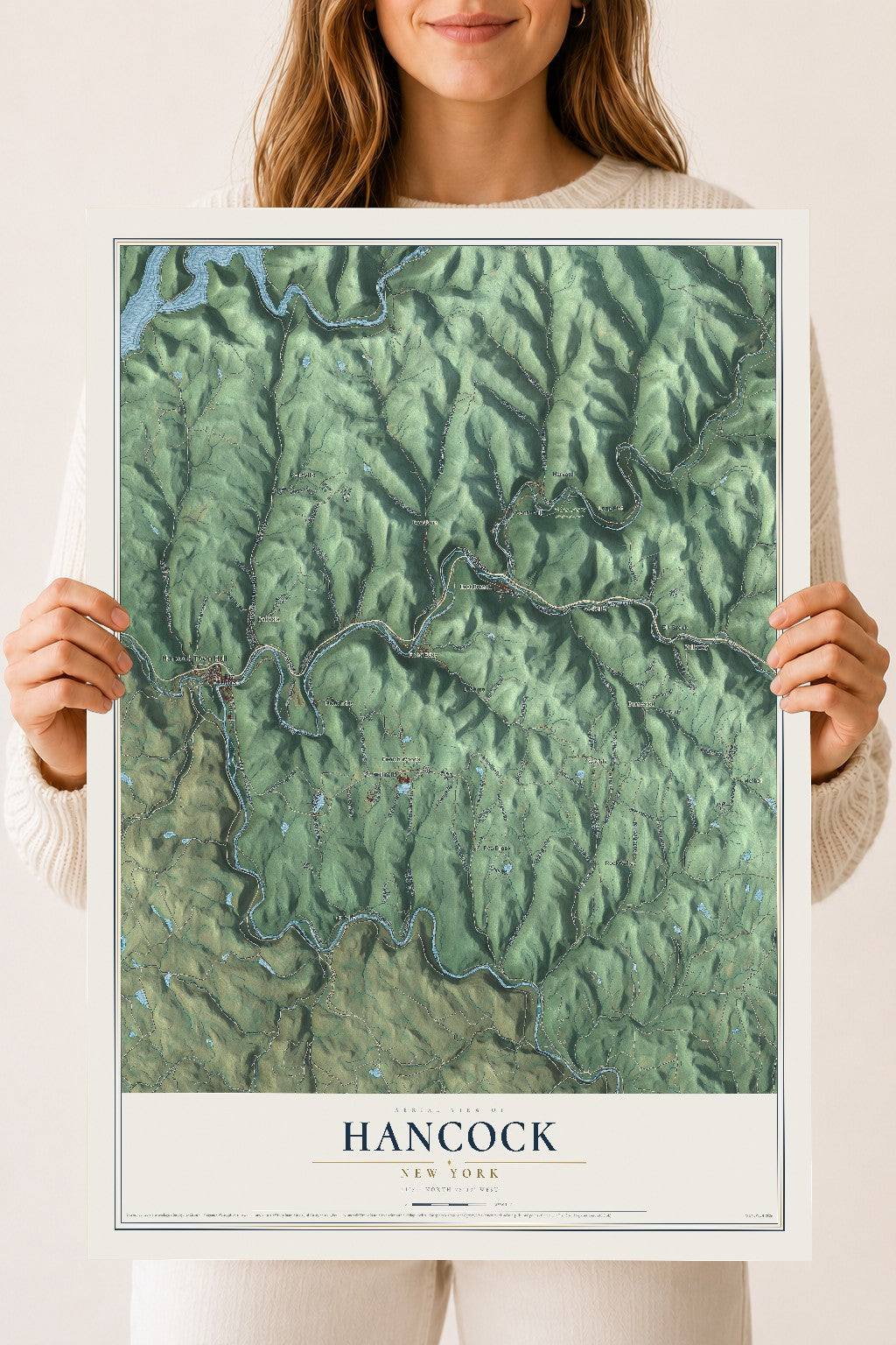 Hancock, New York map print, 18" x 24" Archival Matte Print mockup