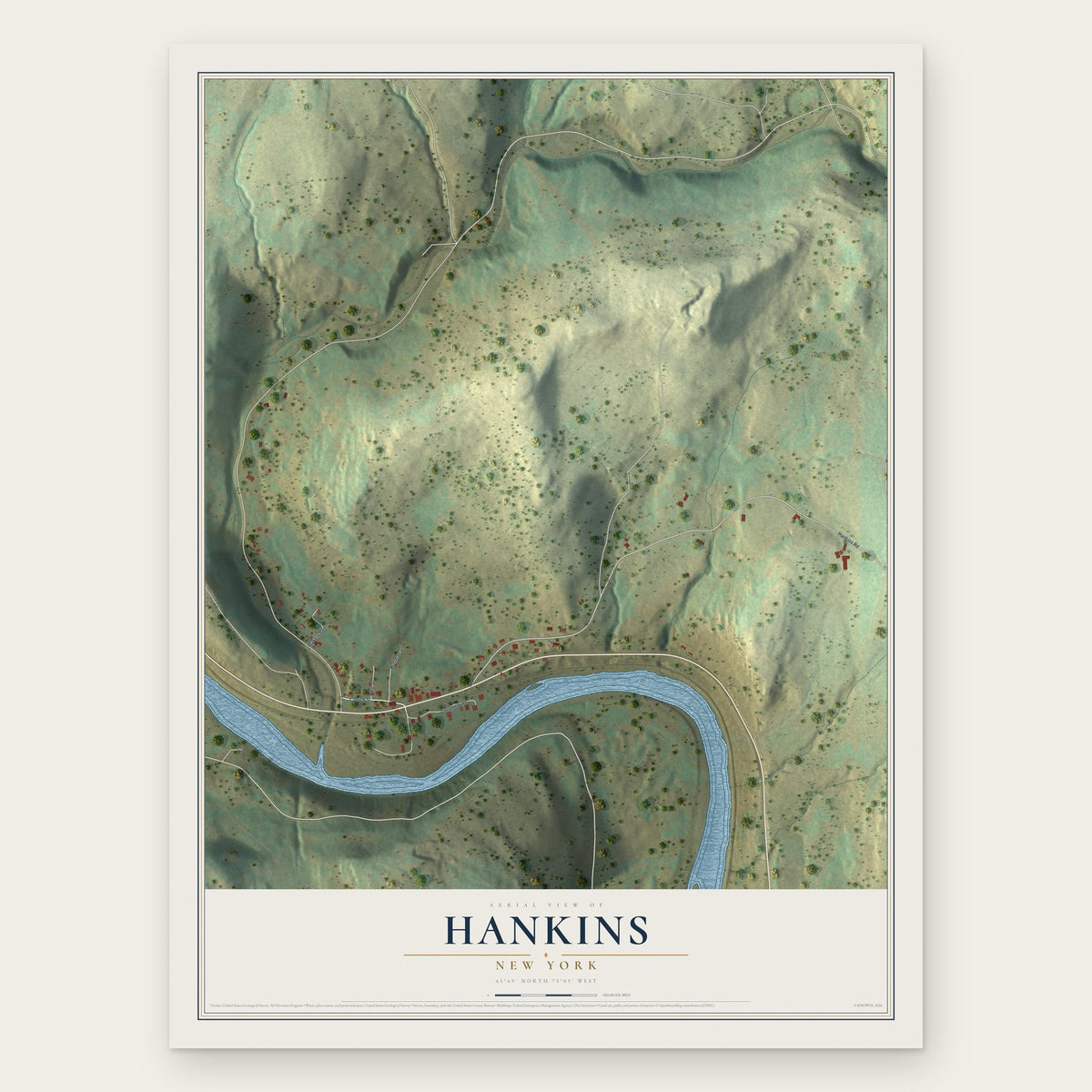 Hankins, New York map print, the full design
