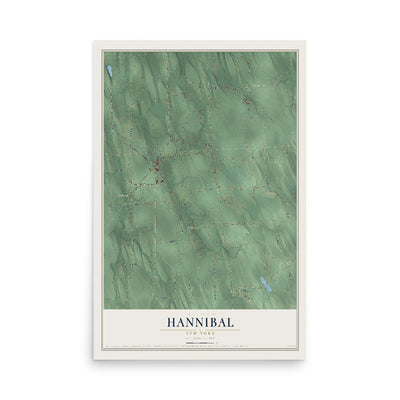 Hannibal, New York map print, 12" x 18" Archival Matte Print mockup