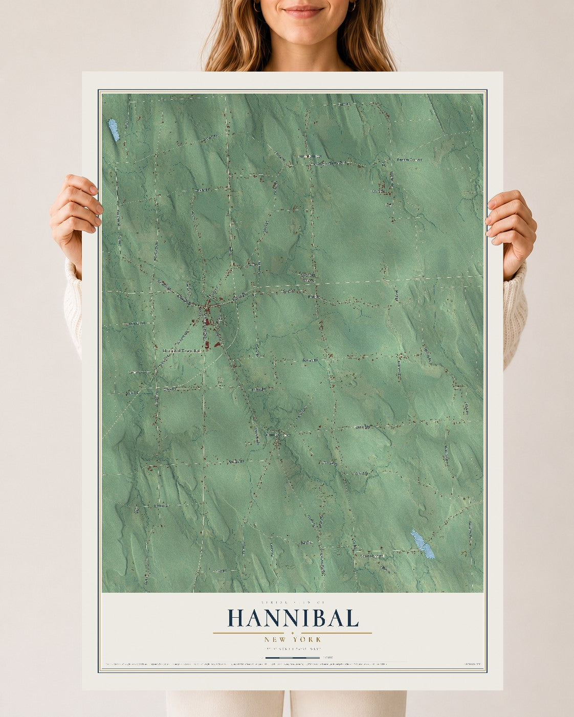 Hannibal, New York map print, 24" x 36" Archival Matte Print mockup