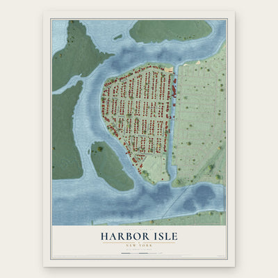 Harbor Isle, New York map print, the full design