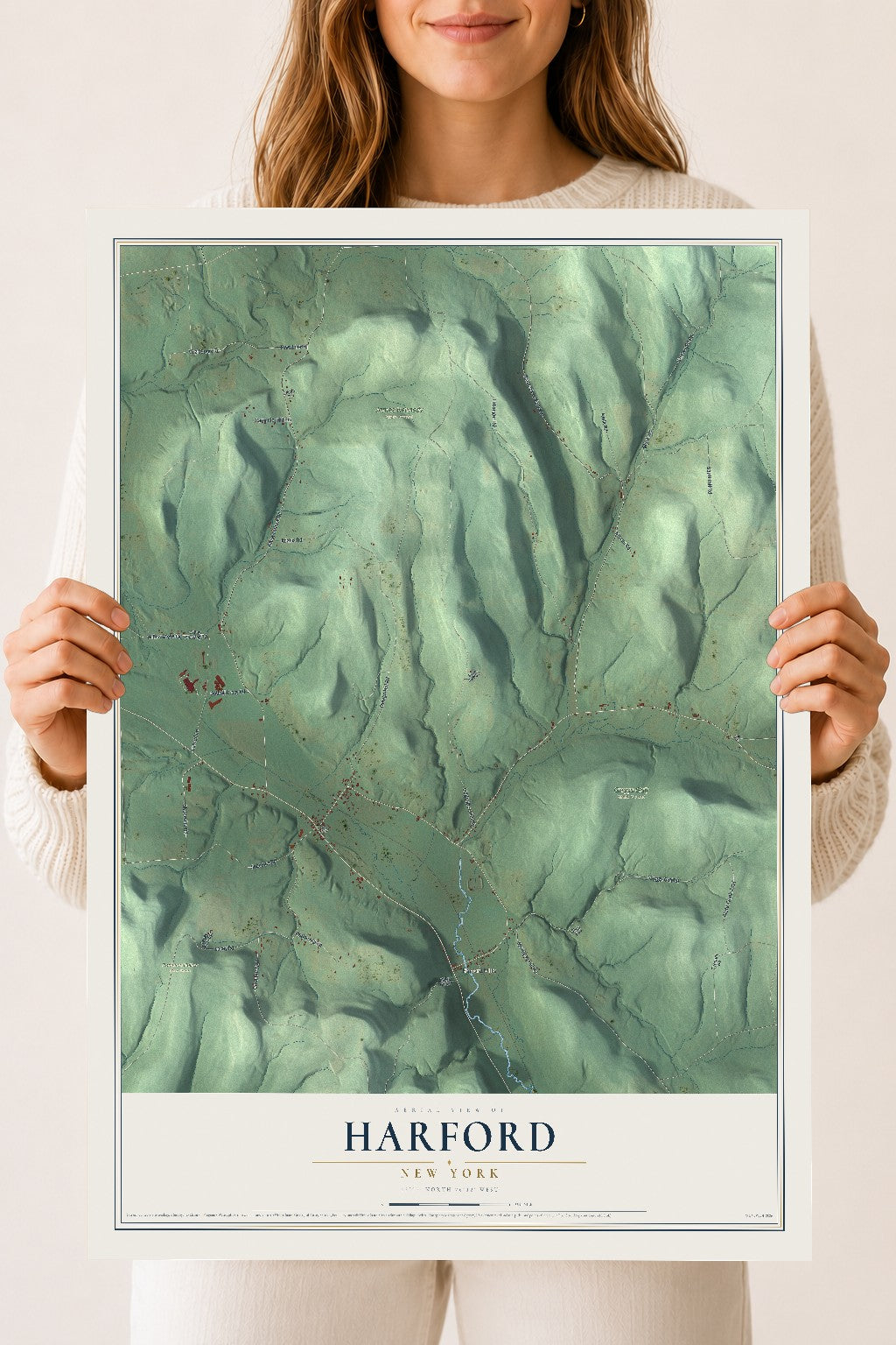 Harford, New York map print, 18" x 24" Archival Matte Print mockup
