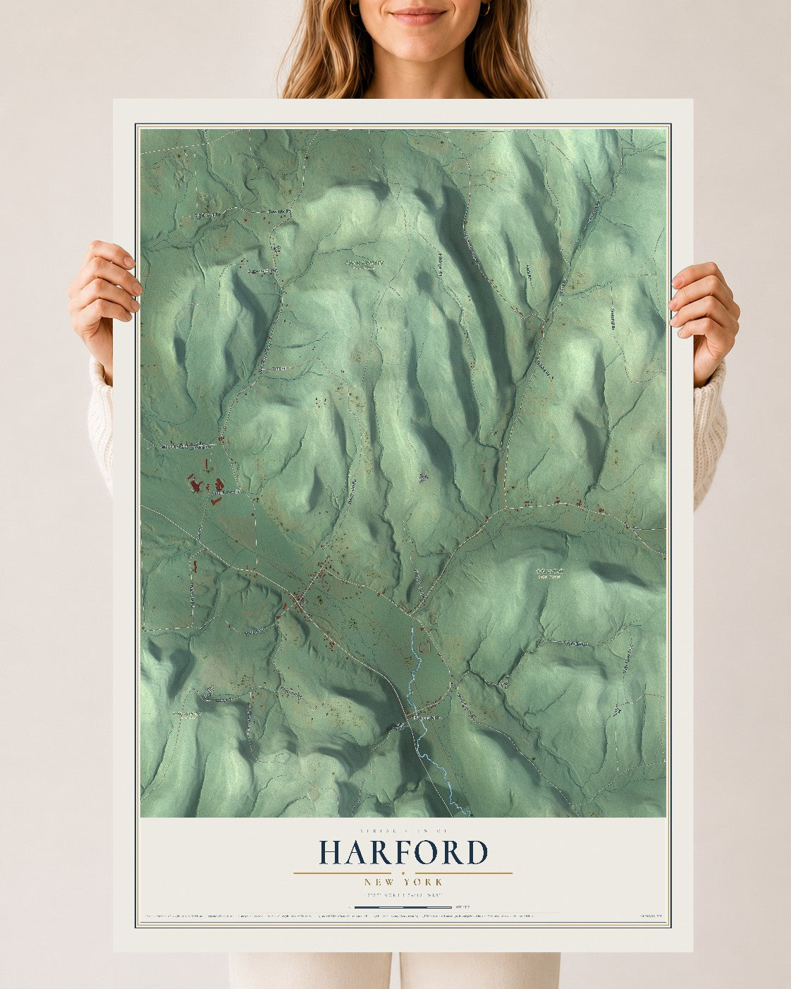 Harford, New York map print, 24" x 36" Archival Matte Print mockup