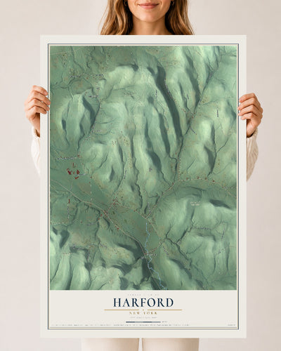 Harford, New York map print, 24" x 36" Archival Matte Print mockup