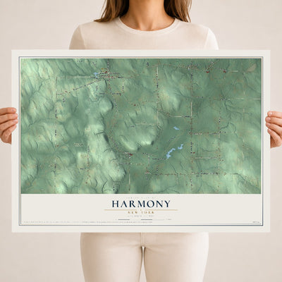 Harmony, New York map print, 18" x 24" Archival Matte Print mockup