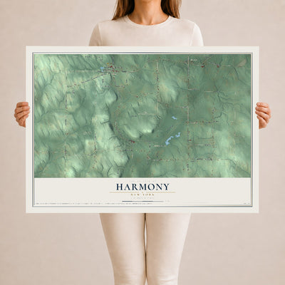 Harmony, New York map print, 24" x 36" Archival Matte Print mockup