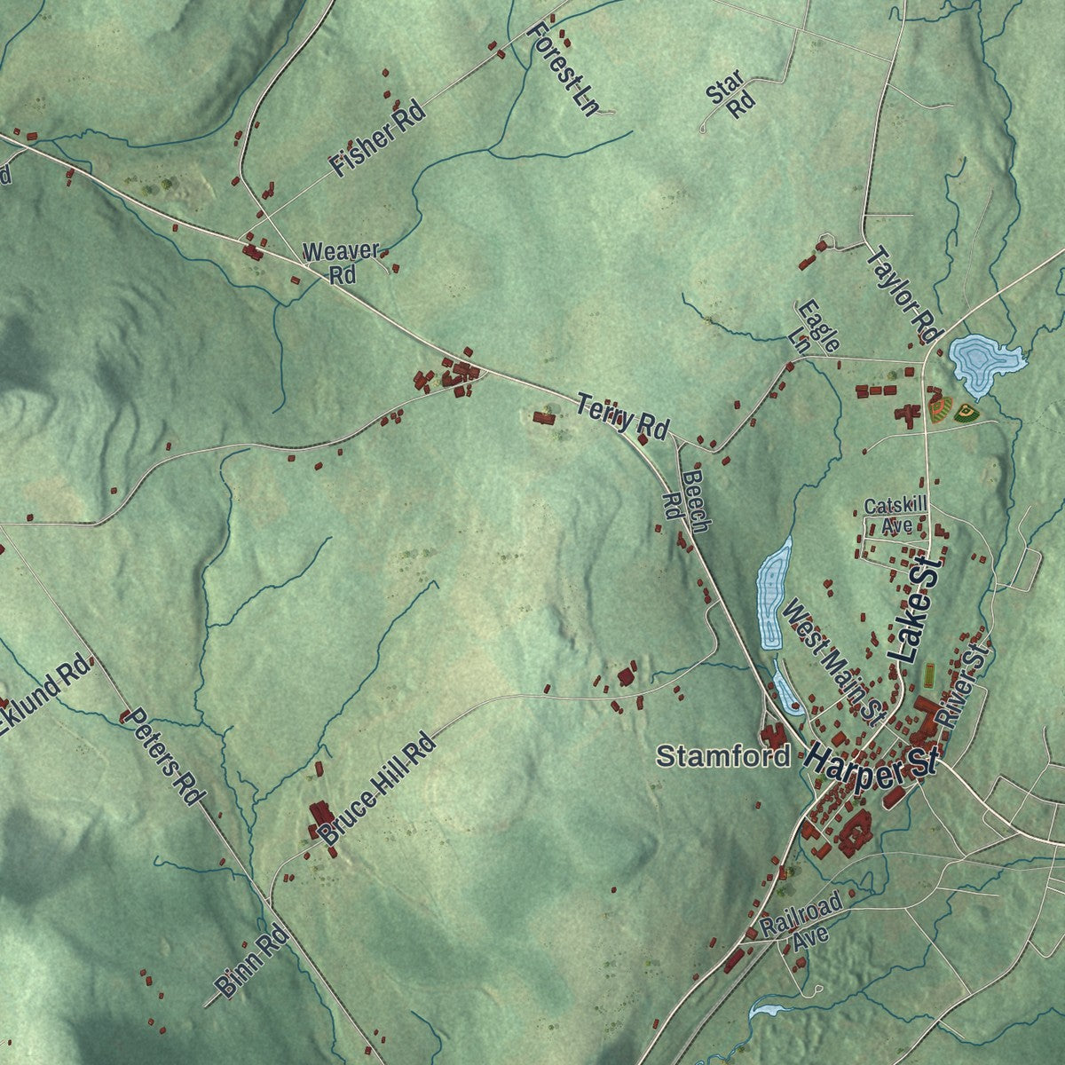 Close-up 1 of the Harpersfield, New York map artwork