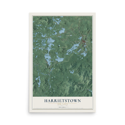 Harrietstown, New York map print, 12" x 18" Archival Matte Print mockup