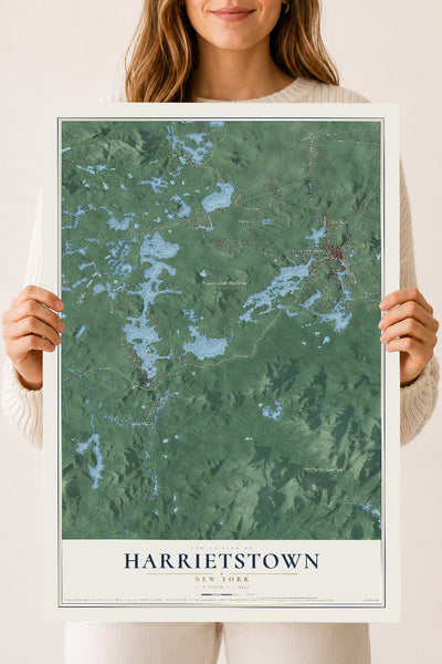 Harrietstown, New York map print, 18" x 24" Archival Matte Print mockup