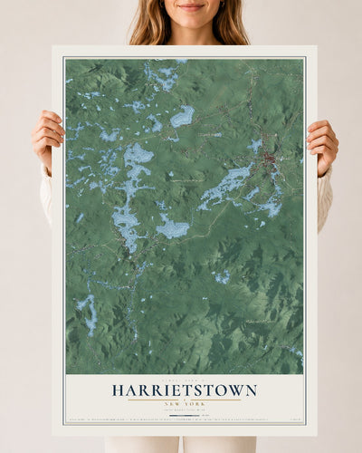Harrietstown, New York map print, 24" x 36" Archival Matte Print mockup