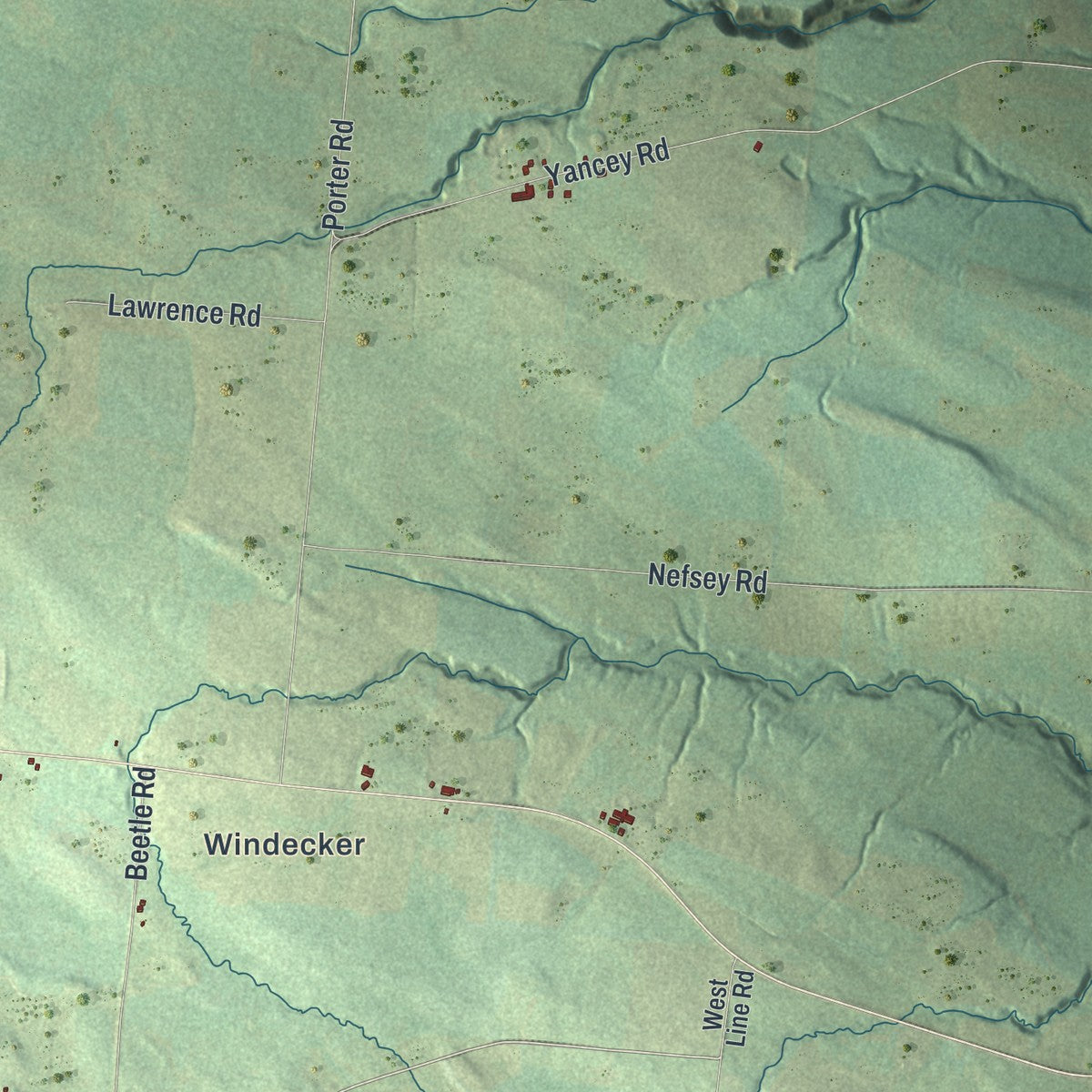 Close-up 2 of the Harrisburg, New York map artwork