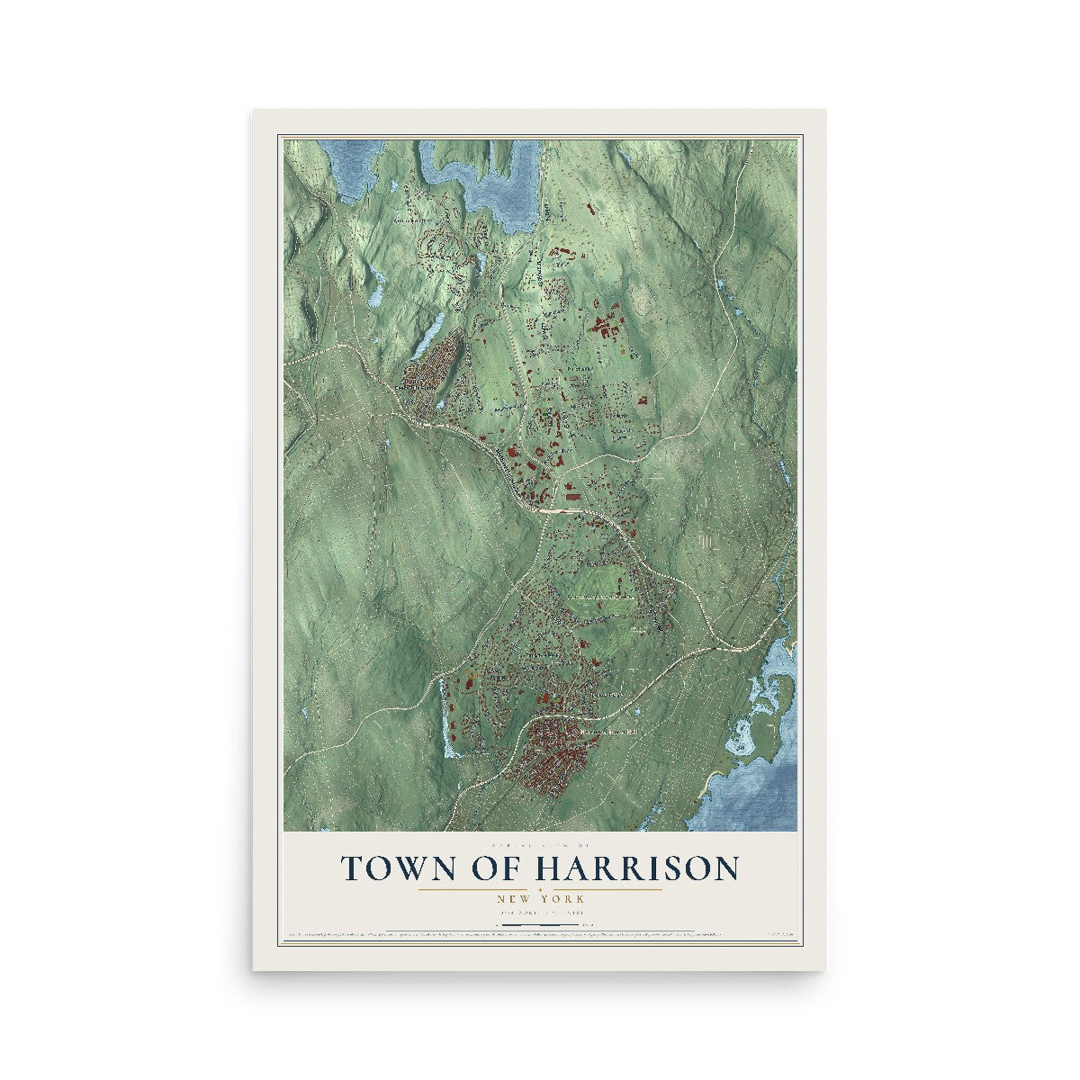 Map of the Town of Harrison, New York, 12 x 18 inch unframed archival matte print