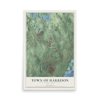 Map of the Town of Harrison, New York, 12 x 18 inch unframed archival matte print