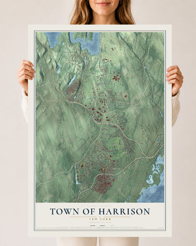 Map of the Town of Harrison, New York, 24 x 36 inch unframed archival matte print