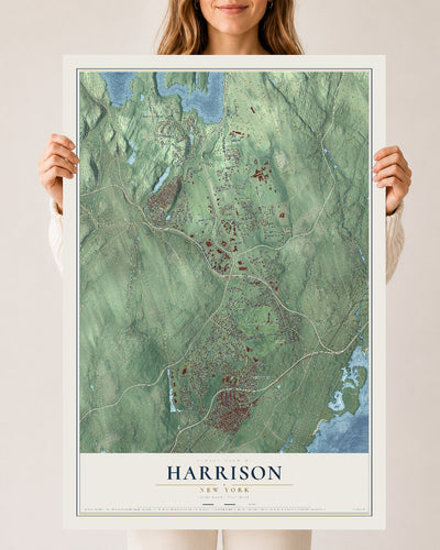Harrison, New York map print, 24" x 36" Archival Matte Print mockup