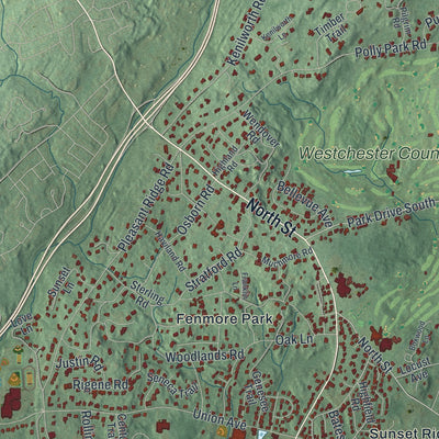 Close-up 2 of the Harrison, New York map artwork