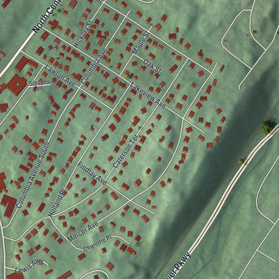 Close-up of the map of Hartsdale, New York print showing street and building detail