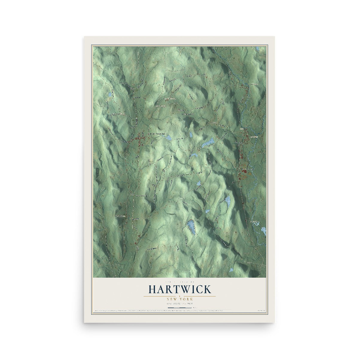 Hartwick, New York map print, 12" x 18" Archival Matte Print mockup