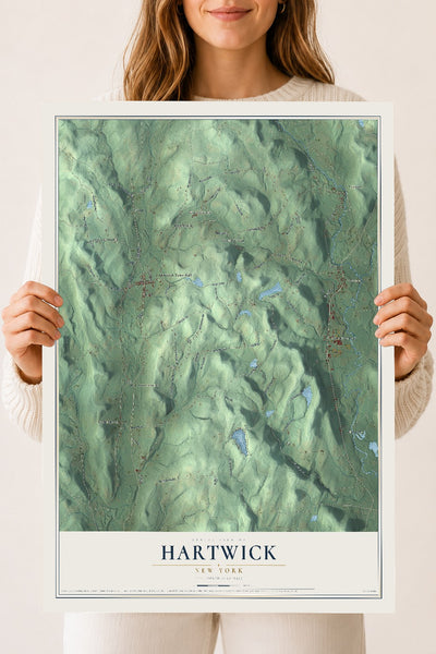 Hartwick, New York map print, 18" x 24" Archival Matte Print mockup