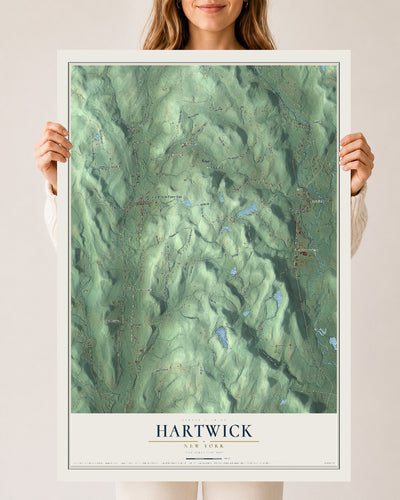 Hartwick, New York map print, 24" x 36" Archival Matte Print mockup