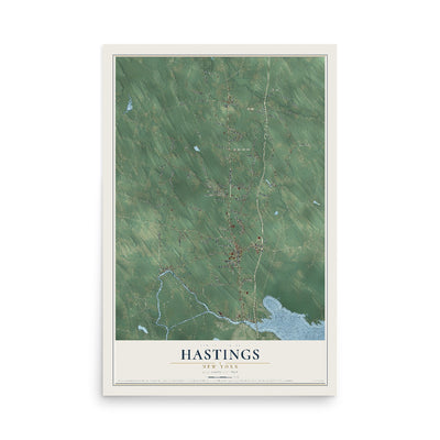 Hastings, New York map print, 12" x 18" Archival Matte Print mockup