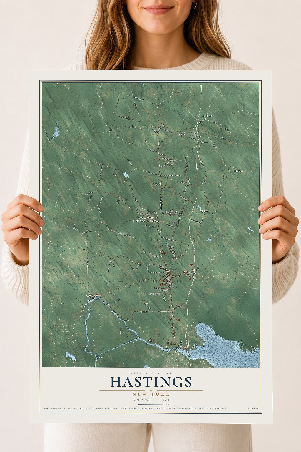 Hastings, New York map print, 18" x 24" Archival Matte Print mockup
