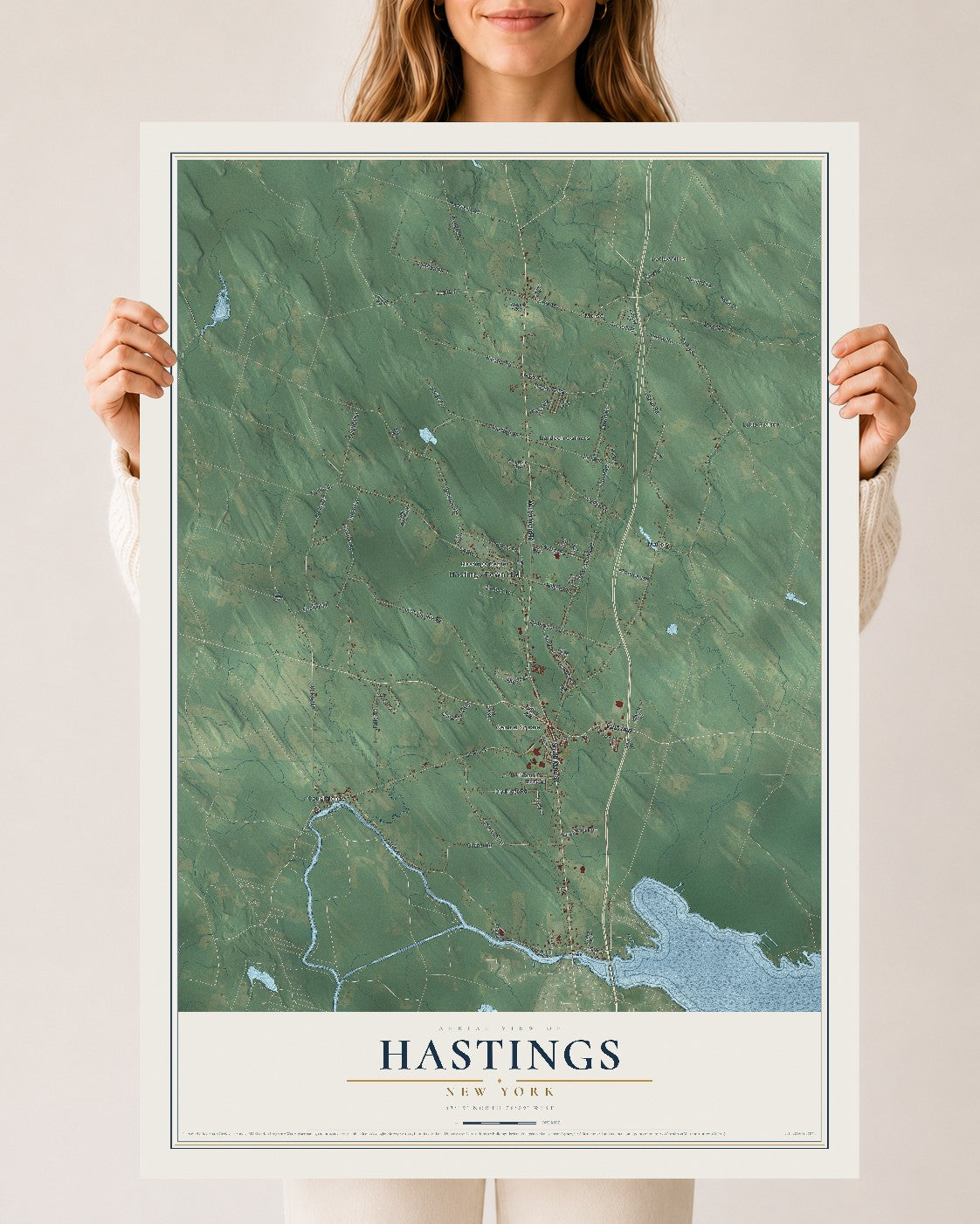 Hastings, New York map print, 24" x 36" Archival Matte Print mockup