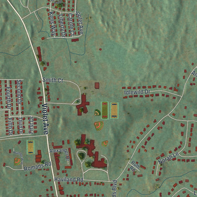 Close-up of the map of Haviland, New York print showing street and building detail