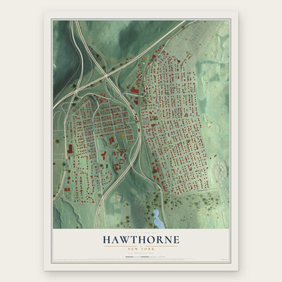 Hawthorne, New York map print, the full design