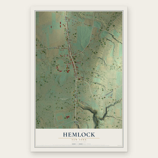 Hemlock, New York map print, the full design