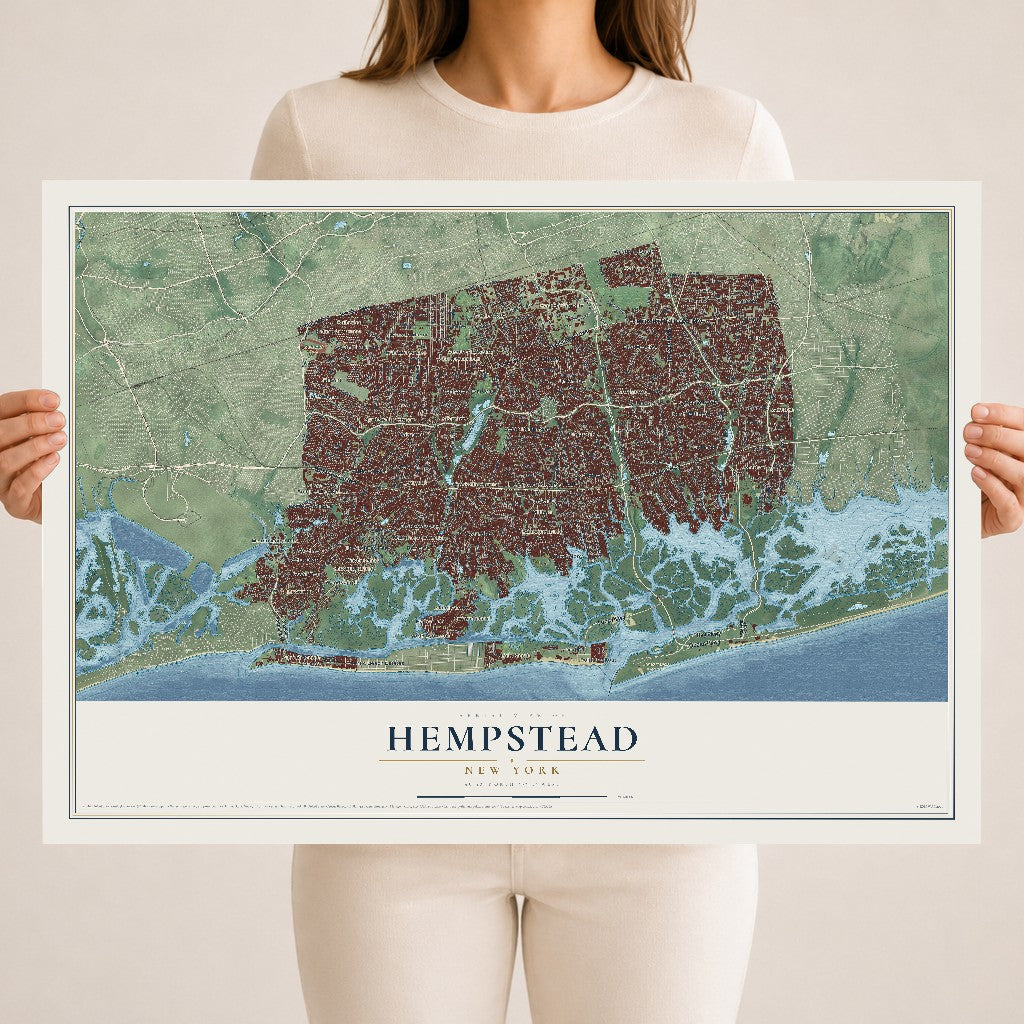 Hempstead, New York map print, 18" x 24" Archival Matte Print mockup