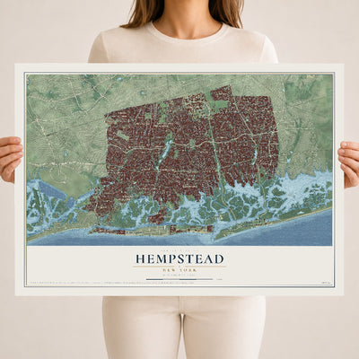 Hempstead, New York map print, 18" x 24" Archival Matte Print mockup