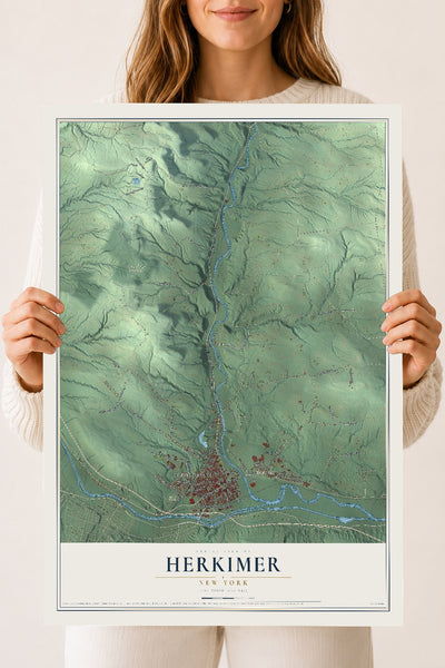 Herkimer, New York map print, 18" x 24" Archival Matte Print mockup