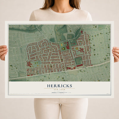 Herricks, New York map print, 18" x 24" Archival Matte Print mockup