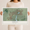 Hewlett, New York map print, 12" x 18" Archival Matte Print mockup