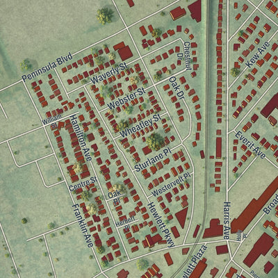 Close-up 1 of the Hewlett, New York map artwork