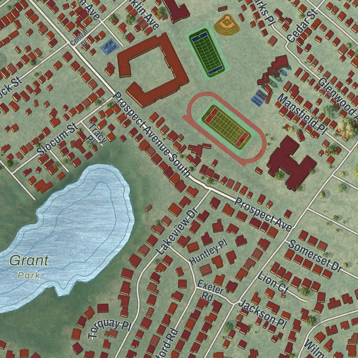 Close-up 2 of the Hewlett, New York map artwork
