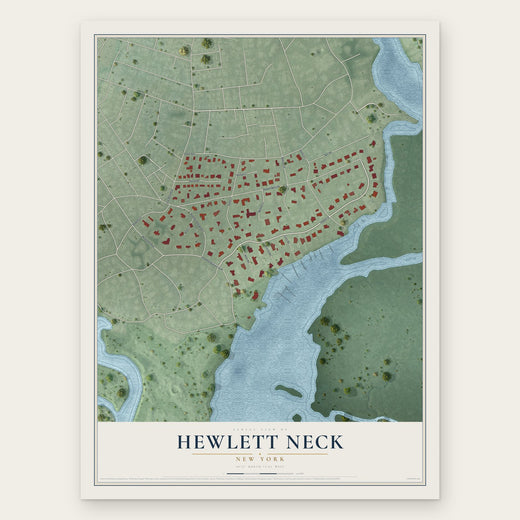 Hewlett Neck, New York map print, the full design
