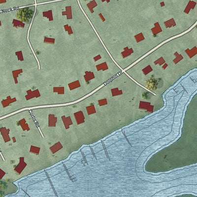 Close-up of the map of Hewlett Neck, New York print showing street and building detail