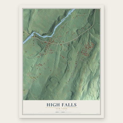 High Falls, New York map print, the full design