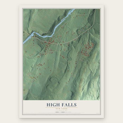 High Falls, New York map print, the full design