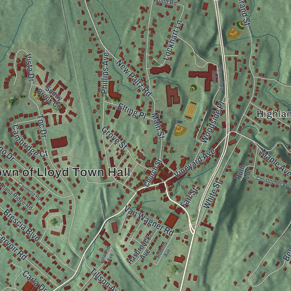 Close-up 1 of the Highland, New York map artwork