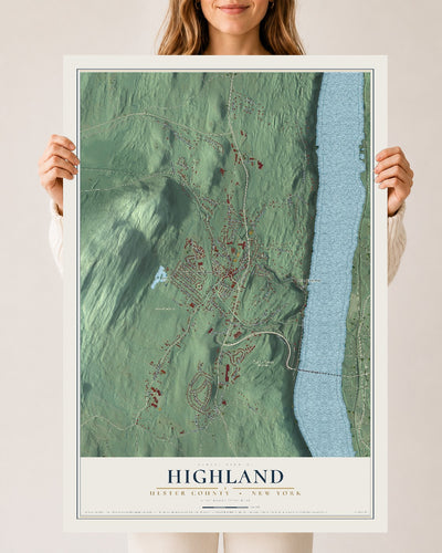 Highland, New York map print, 24" x 36" Archival Matte Print mockup