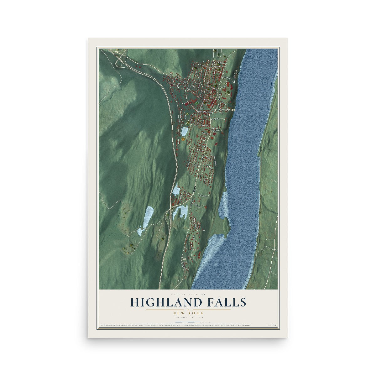 Highland Falls, New York map print, 12" x 18" Archival Matte Print mockup