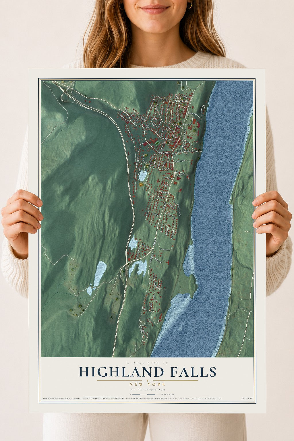 Highland Falls, New York map print, 18" x 24" Archival Matte Print mockup