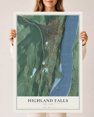 Highland Falls, New York map print, 24" x 36" Archival Matte Print mockup