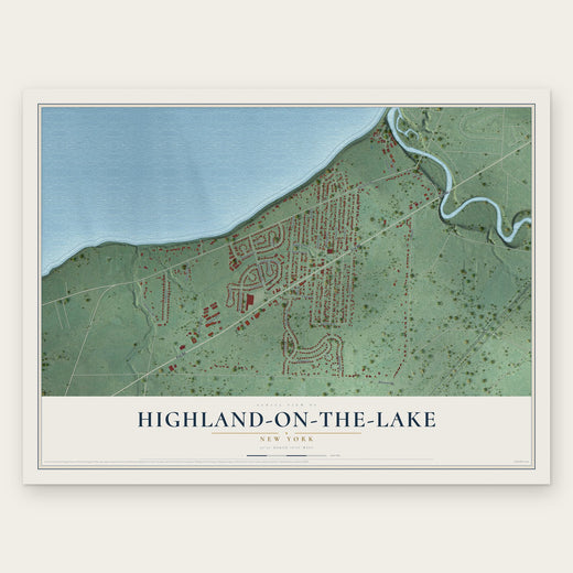 Highland-on-the-Lake, New York map print, the full design