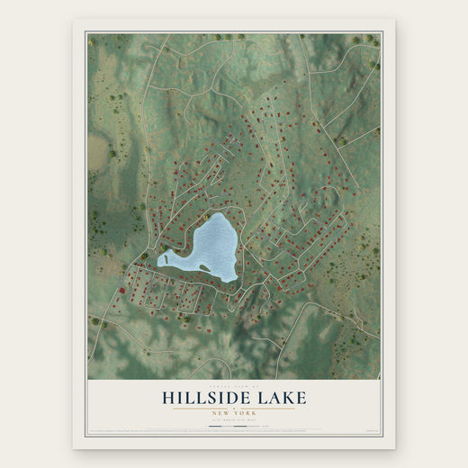 Hillside Lake, New York map print, the full design